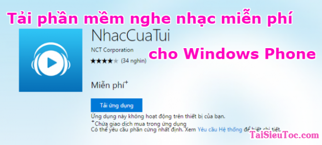 Tải phần mềm Nhaccuatui cho Windows Phone